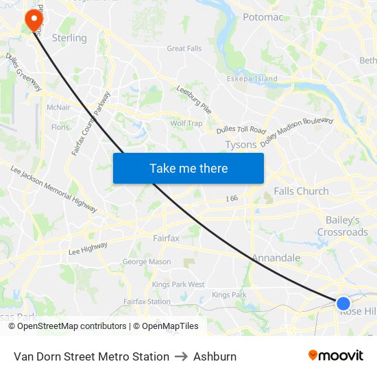 Van Dorn Street Metro Station to Ashburn map