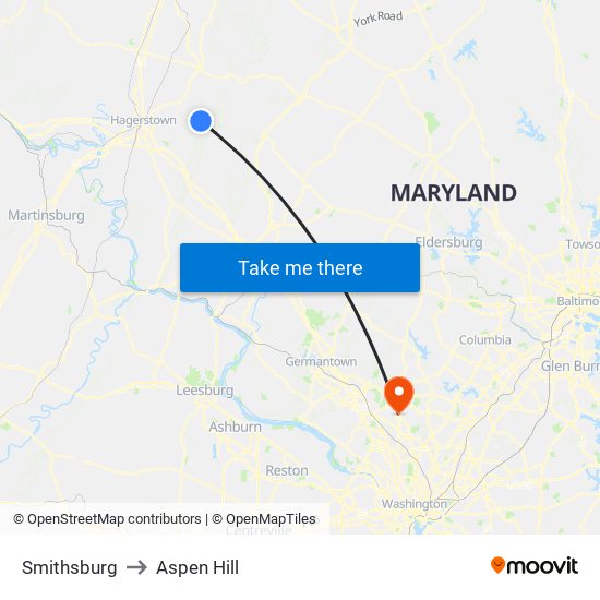 Smithsburg to Aspen Hill map