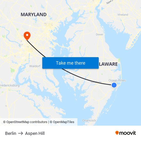 Berlin to Aspen Hill map