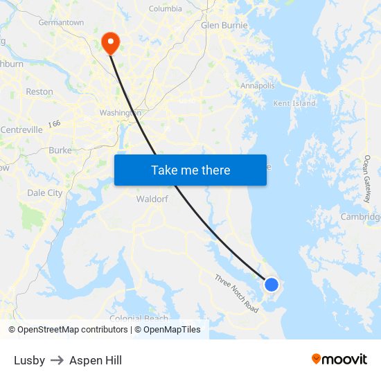 Lusby to Aspen Hill map