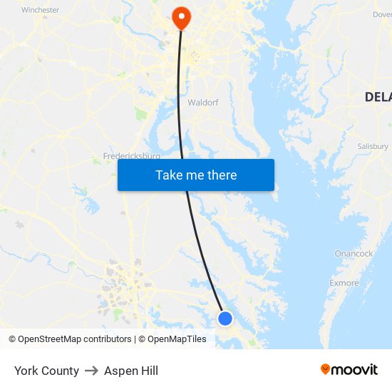 York County to Aspen Hill map