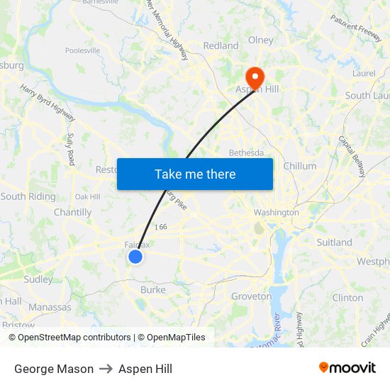 George Mason to Aspen Hill map