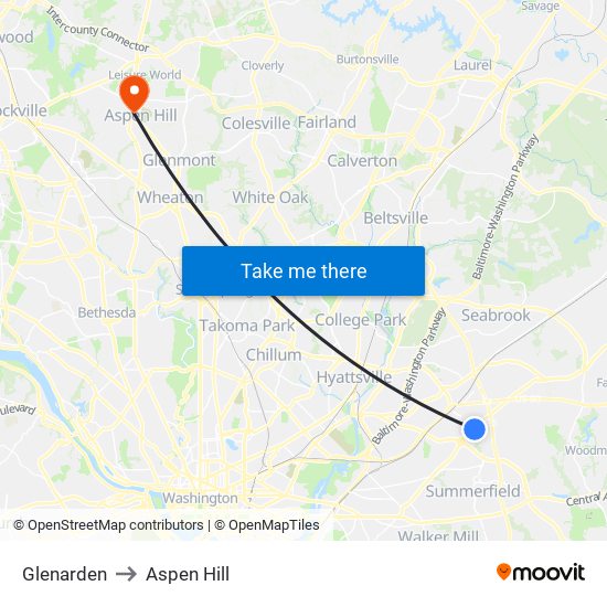 Glenarden to Aspen Hill map