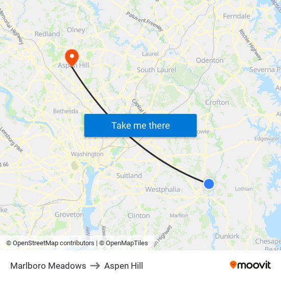 Marlboro Meadows to Aspen Hill map