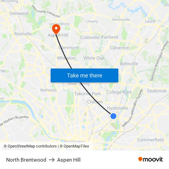 North Brentwood to Aspen Hill map