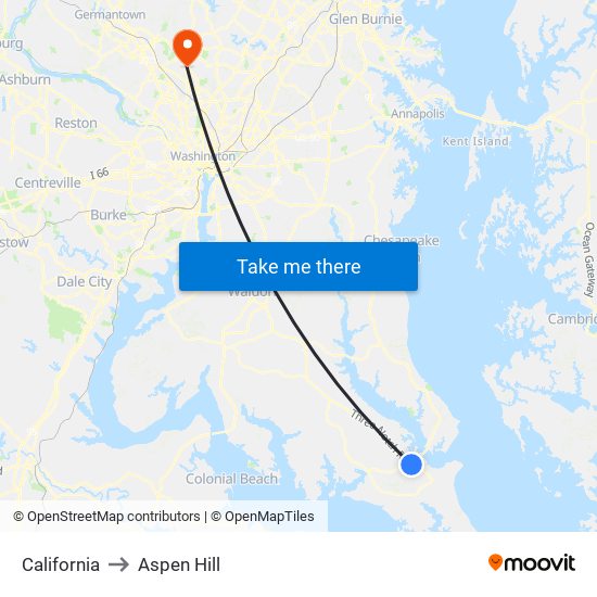 California to Aspen Hill map