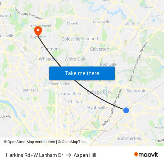 Harkins Rd+W Lanham Dr to Aspen Hill map