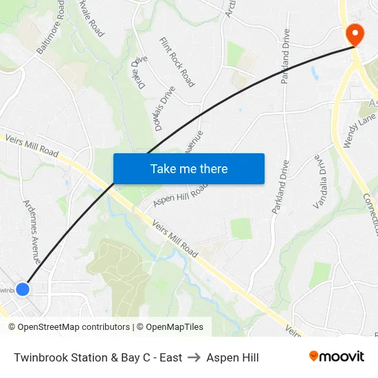 Twinbrook Station & Bay C - East to Aspen Hill map