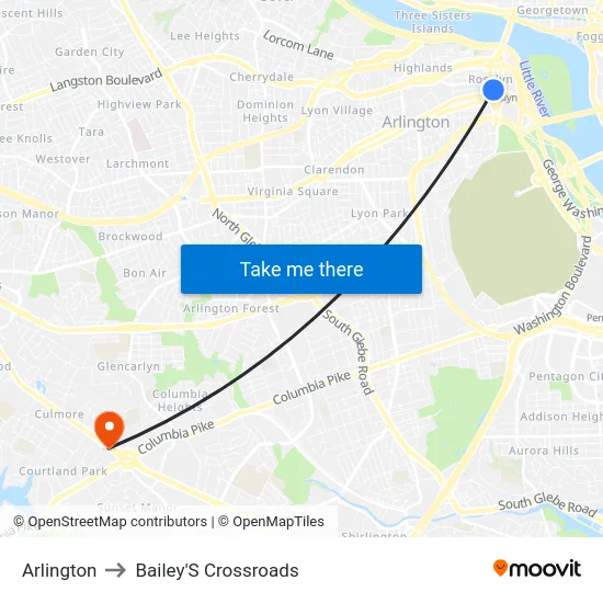 Arlington to Bailey'S Crossroads map