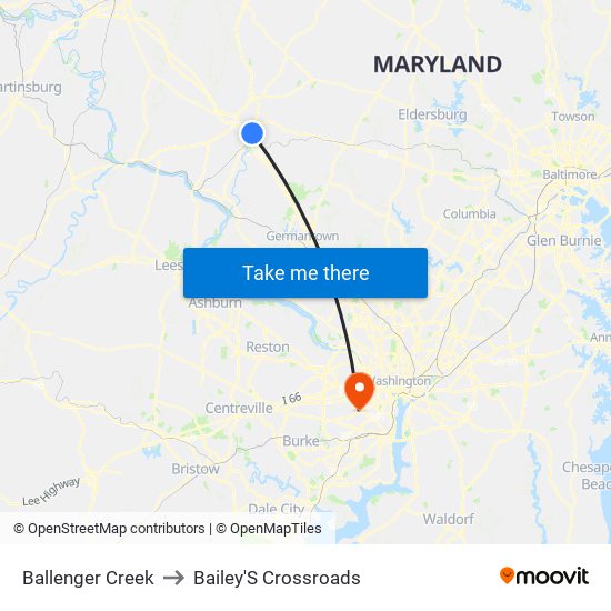 Ballenger Creek to Bailey'S Crossroads map