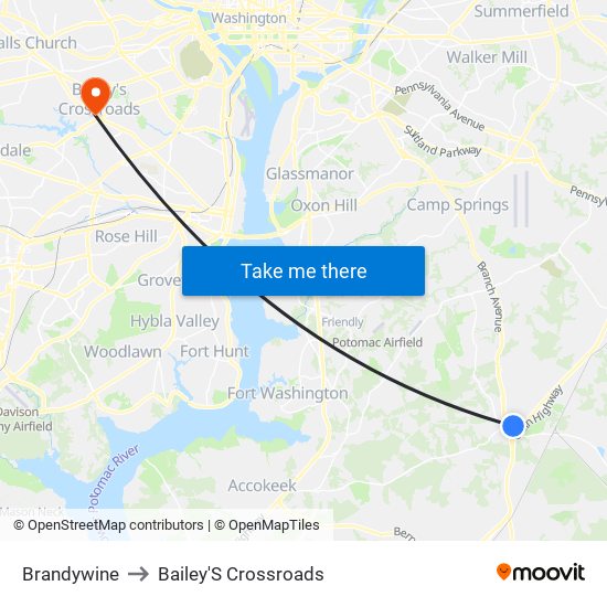 Brandywine to Bailey'S Crossroads map