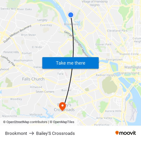 Brookmont to Bailey'S Crossroads map