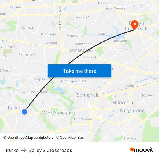 Burke to Bailey'S Crossroads map