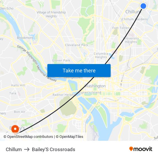 Chillum to Bailey'S Crossroads map