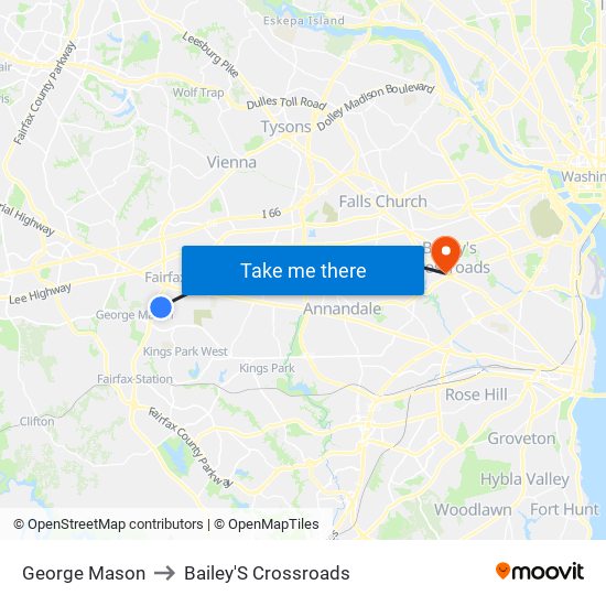 George Mason to Bailey'S Crossroads map