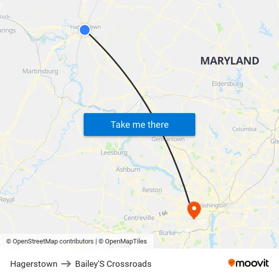 Hagerstown to Bailey'S Crossroads map