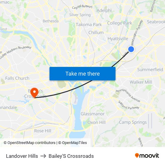 Landover Hills to Bailey'S Crossroads map