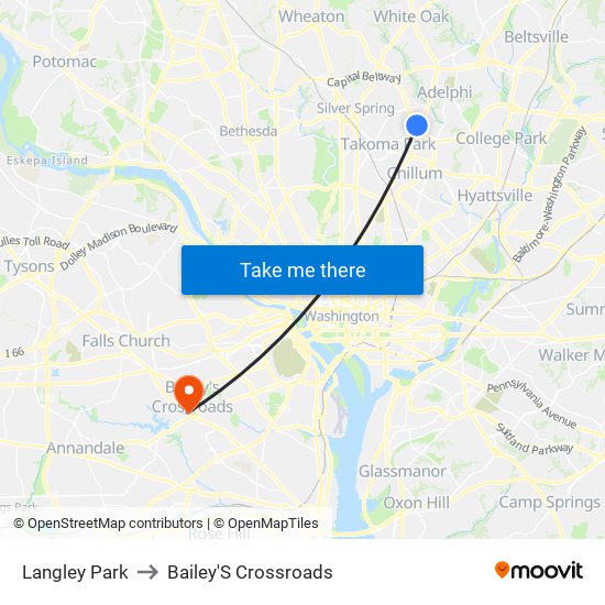 Langley Park to Bailey'S Crossroads map