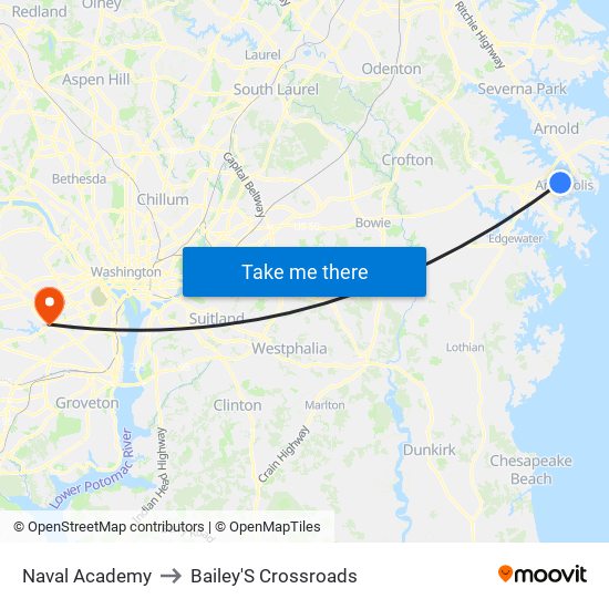 Naval Academy to Bailey'S Crossroads map