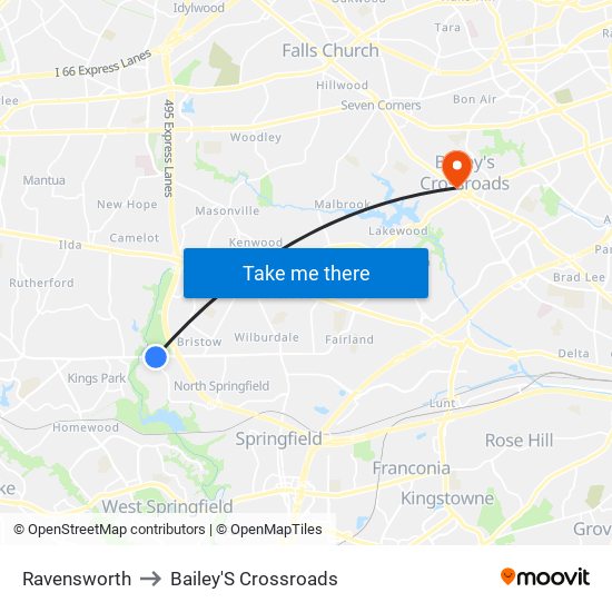 Ravensworth to Bailey'S Crossroads map