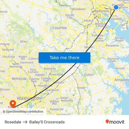 Rosedale to Bailey'S Crossroads map