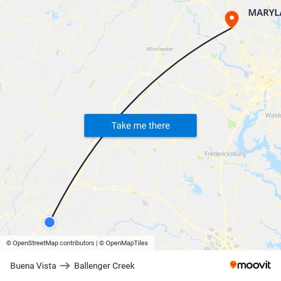 Buena Vista to Ballenger Creek map