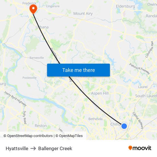 Hyattsville to Ballenger Creek map