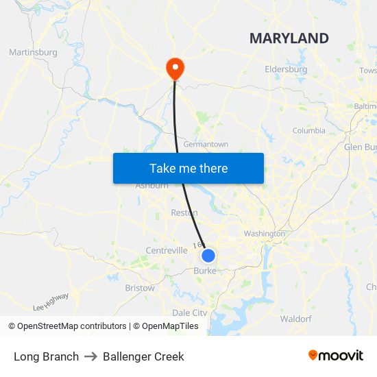 Long Branch to Ballenger Creek map