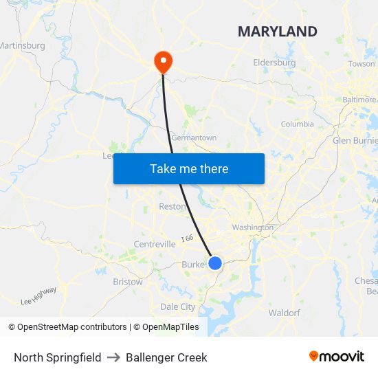 North Springfield to Ballenger Creek map