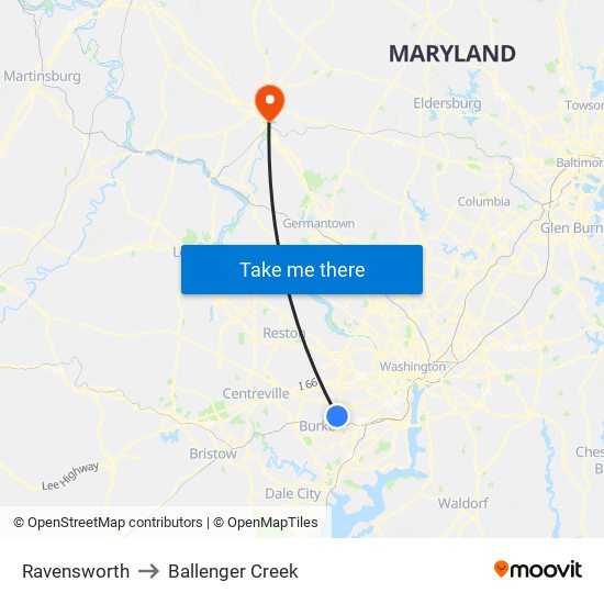 Ravensworth to Ballenger Creek map