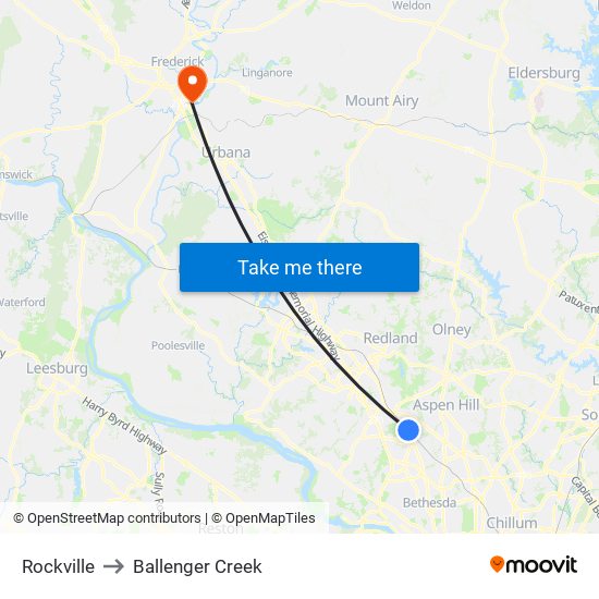 Rockville to Ballenger Creek map