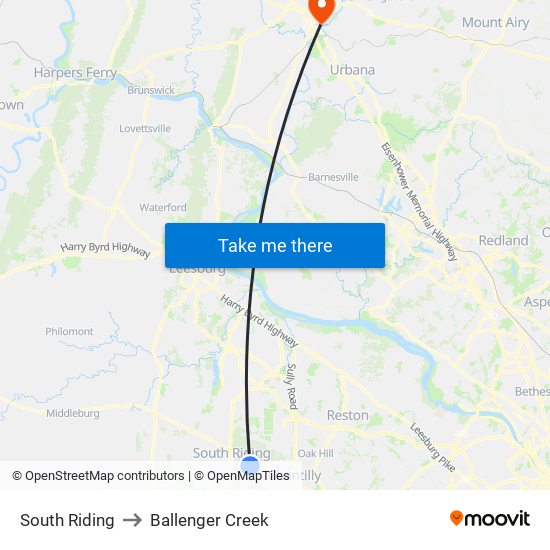 South Riding to Ballenger Creek map