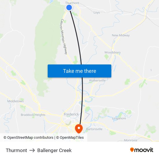 Thurmont to Ballenger Creek map