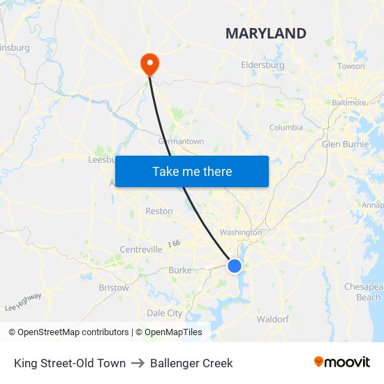 King Street-Old Town to Ballenger Creek map