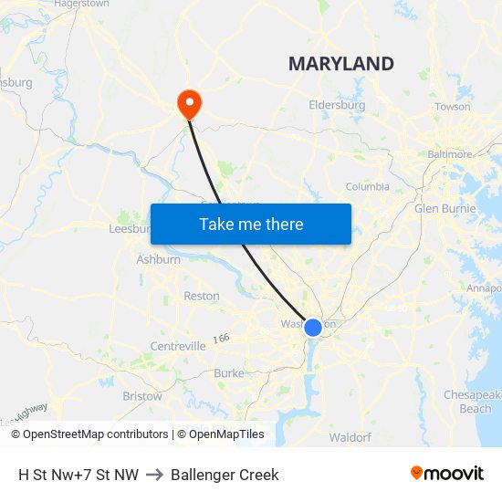 H St Nw+7 St NW to Ballenger Creek map