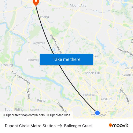 Dupont Circle Metro Station to Ballenger Creek map