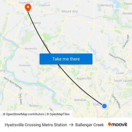 Hyattsville Crossing Metro Station to Ballenger Creek map