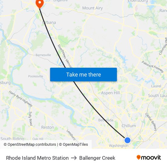 Rhode Island Metro Station to Ballenger Creek map