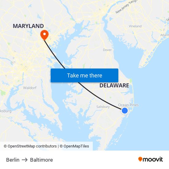 Berlin to Baltimore map