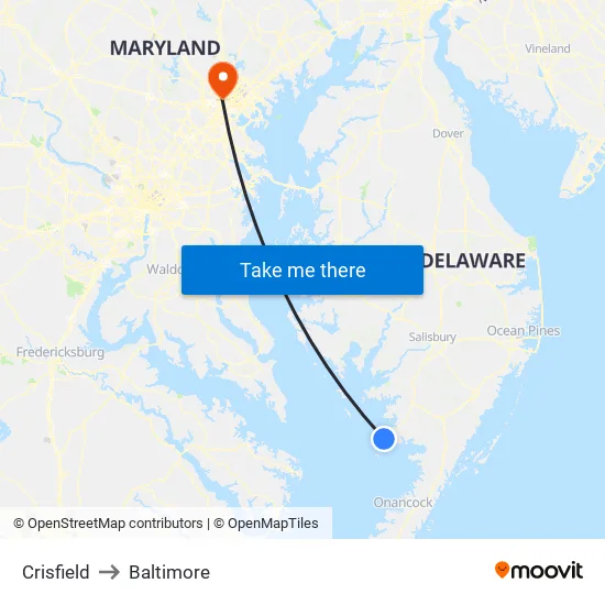 Crisfield to Baltimore map