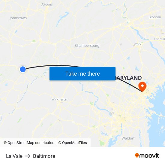 La Vale to Baltimore map