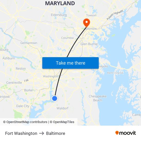 Fort Washington to Baltimore with public transportation