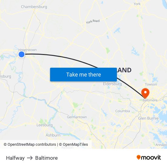 Halfway to Baltimore map