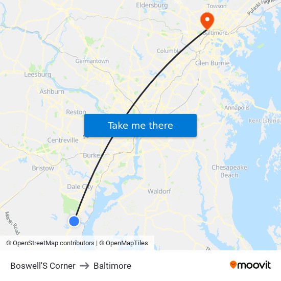 Boswell'S Corner to Baltimore map