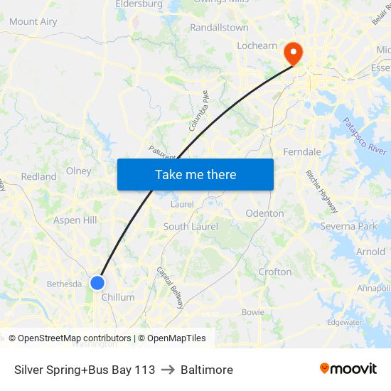 Silver Spring+Bay 113 to Baltimore map