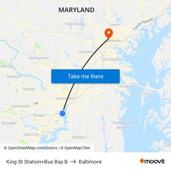 King Street-Old Town+Bay B to Baltimore map