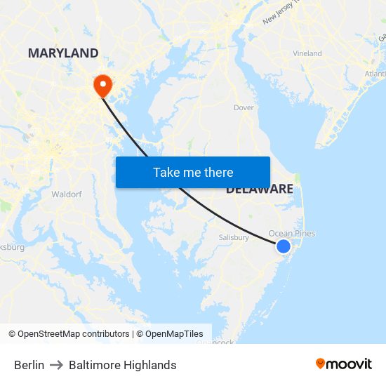 Berlin to Baltimore Highlands map