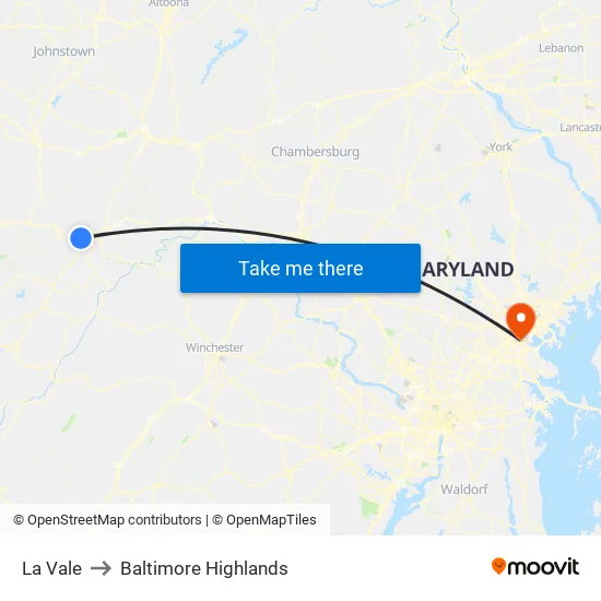 La Vale to Baltimore Highlands map