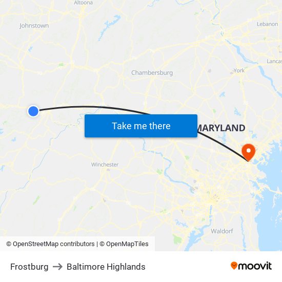 Frostburg to Baltimore Highlands map