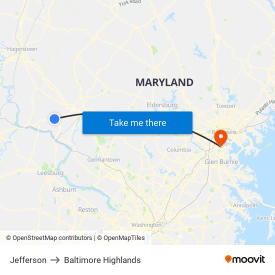 Jefferson to Baltimore Highlands map